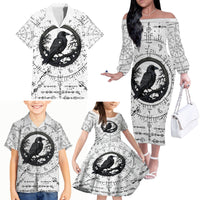 Viking Raven Family Matching Off Shoulder Long Sleeve Dress and Hawaiian Shirt Fear Not Death For the Hour Of Your Doom - Wonder Print Shop