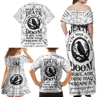 Viking Raven Family Matching Off Shoulder Long Sleeve Dress and Hawaiian Shirt Fear Not Death For the Hour Of Your Doom - Wonder Print Shop