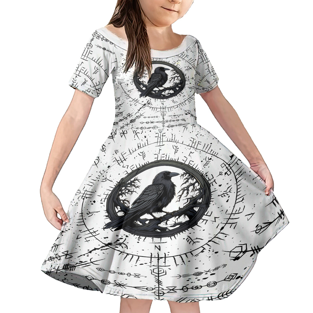 Viking Raven Family Matching Off Shoulder Maxi Dress and Hawaiian Shirt Fear Not Death For the Hour Of Your Doom - Wonder Print Shop