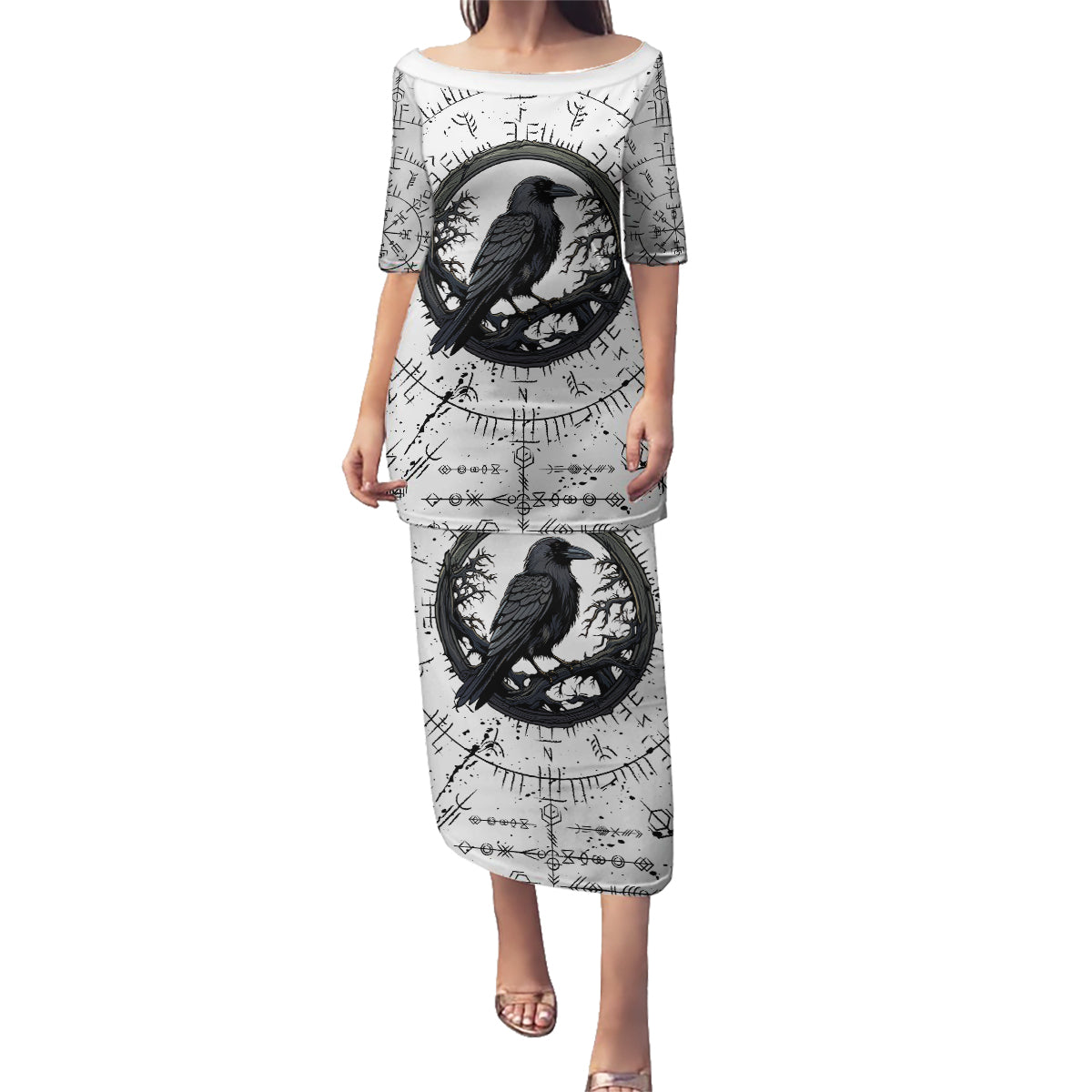 Viking Raven Family Matching Puletasi Dress and Hawaiian Shirt Fear Not Death For the Hour Of Your Doom - Wonder Print Shop