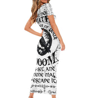 Viking Raven Family Matching Short Sleeve Bodycon Dress and Hawaiian Shirt Fear Not Death For the Hour Of Your Doom - Wonder Print Shop
