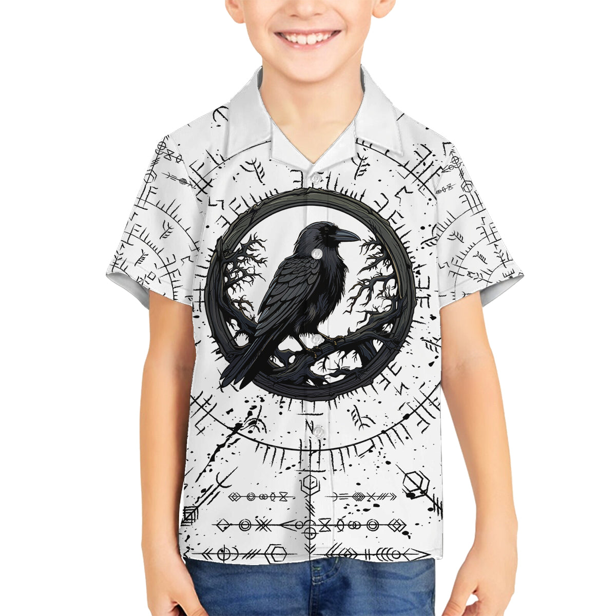 Viking Raven Kid Hawaiian Shirt Fear Not Death For the Hour Of Your Doom - Wonder Print Shop