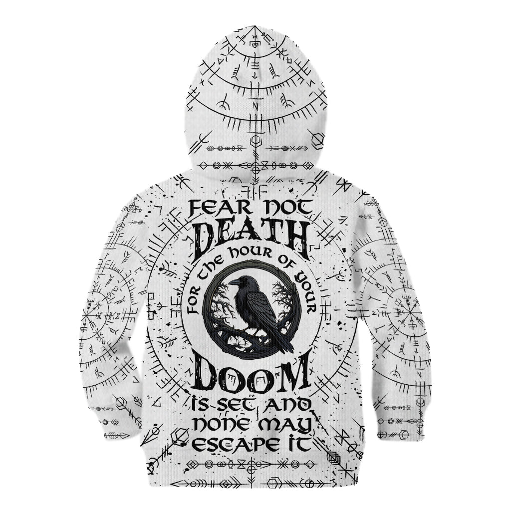 Viking Raven Kid Hoodie Fear Not Death For the Hour Of Your Doom - Wonder Print Shop