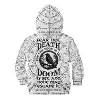 Viking Raven Kid Hoodie Fear Not Death For the Hour Of Your Doom - Wonder Print Shop