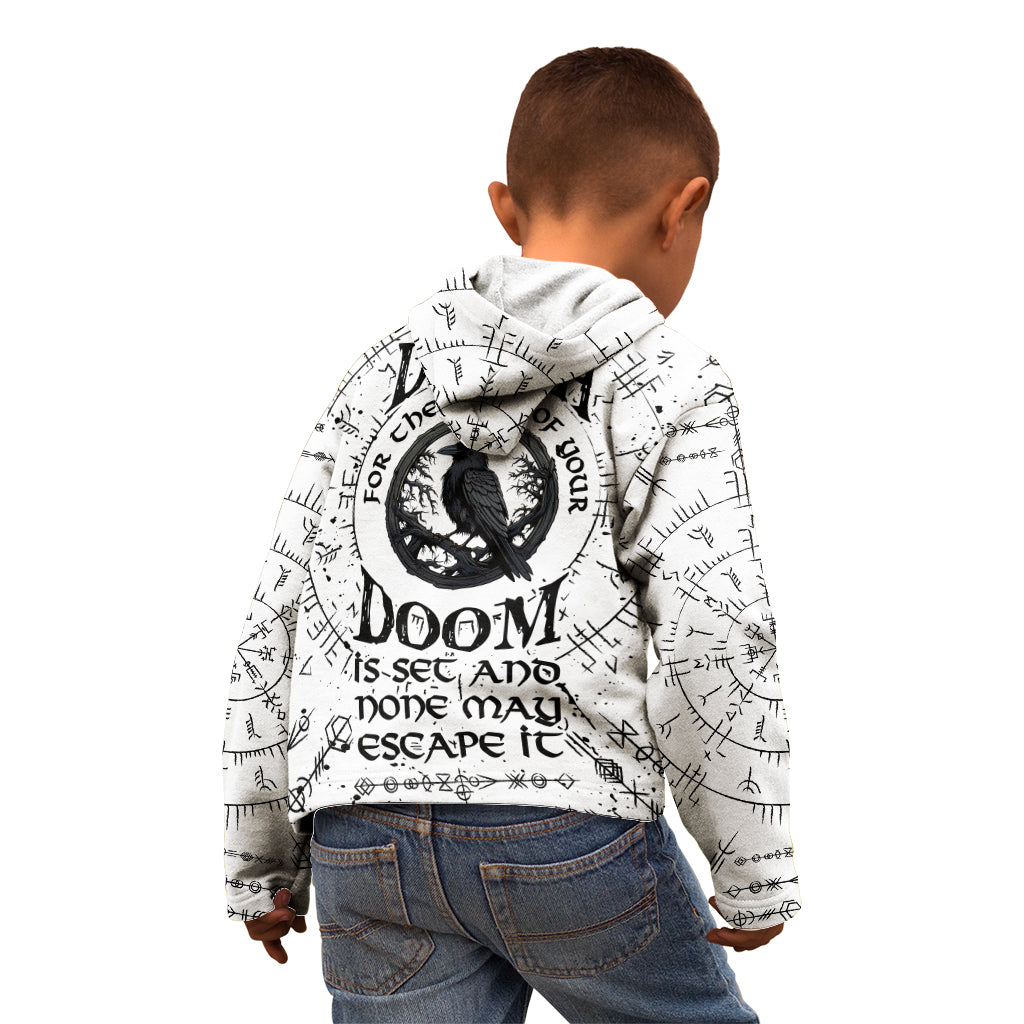 Viking Raven Kid Hoodie Fear Not Death For the Hour Of Your Doom - Wonder Print Shop