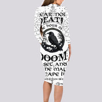 Viking Raven Long Sleeve Bodycon Dress Fear Not Death For the Hour Of Your Doom - Wonder Print Shop
