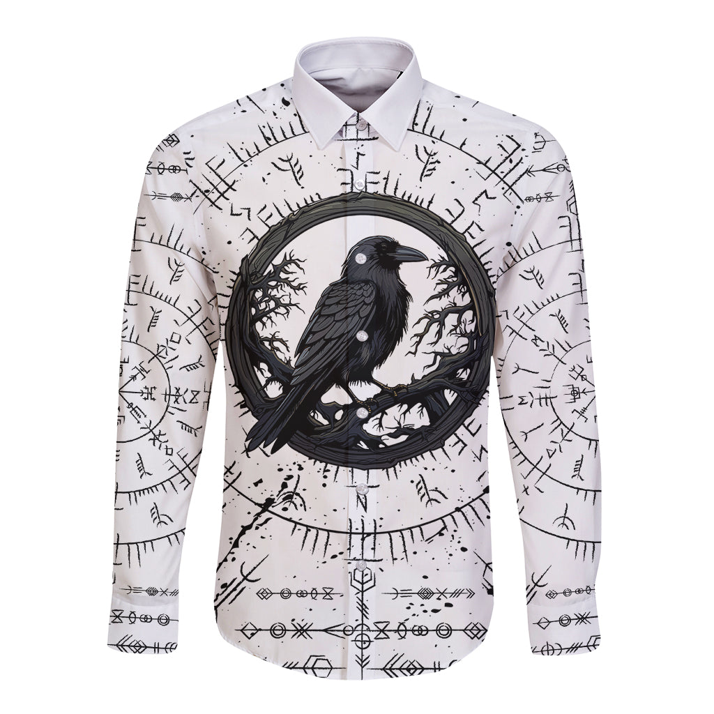 Viking Raven Long Sleeve Button Shirt Fear Not Death For the Hour Of Your Doom - Wonder Print Shop