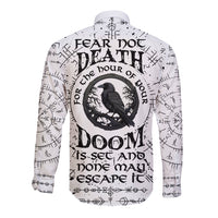 Viking Raven Long Sleeve Button Shirt Fear Not Death For the Hour Of Your Doom - Wonder Print Shop