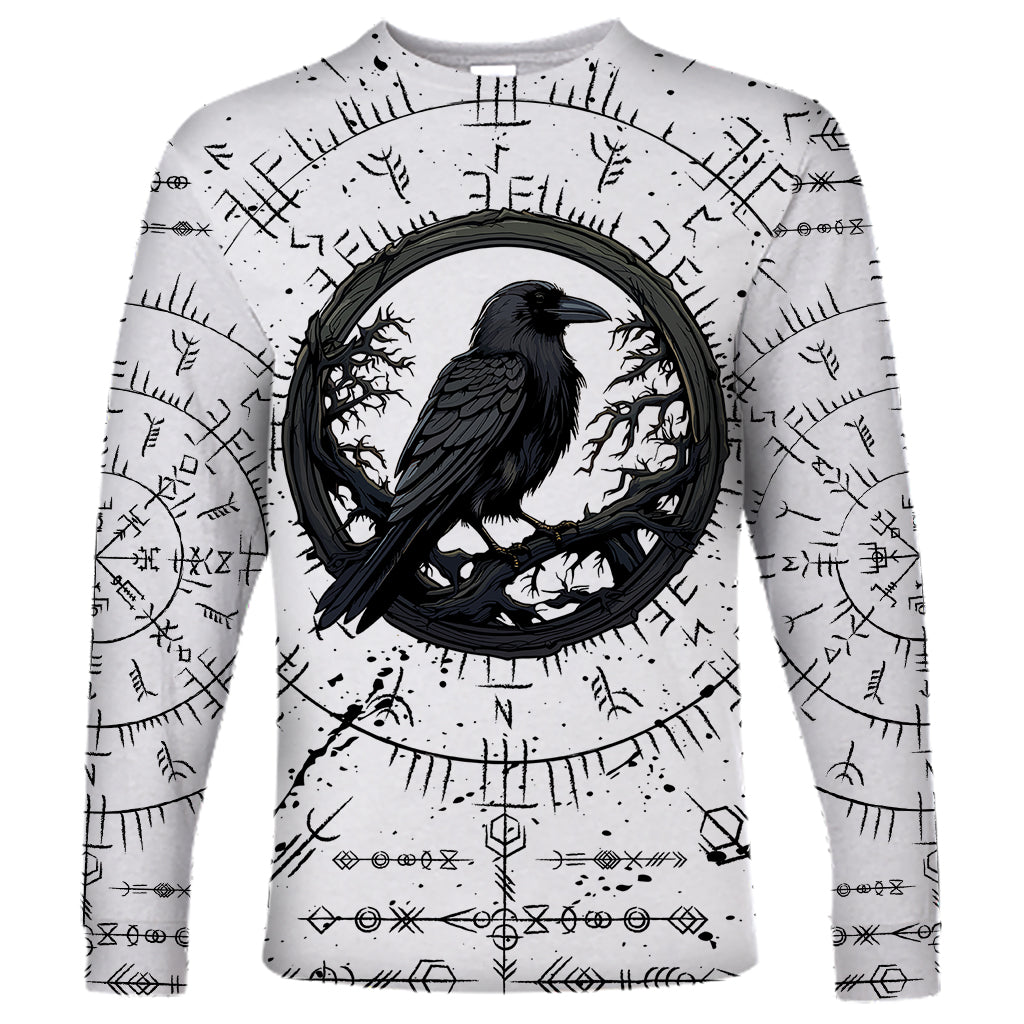 Viking Raven Long Sleeve Shirt Fear Not Death For the Hour Of Your Doom - Wonder Print Shop