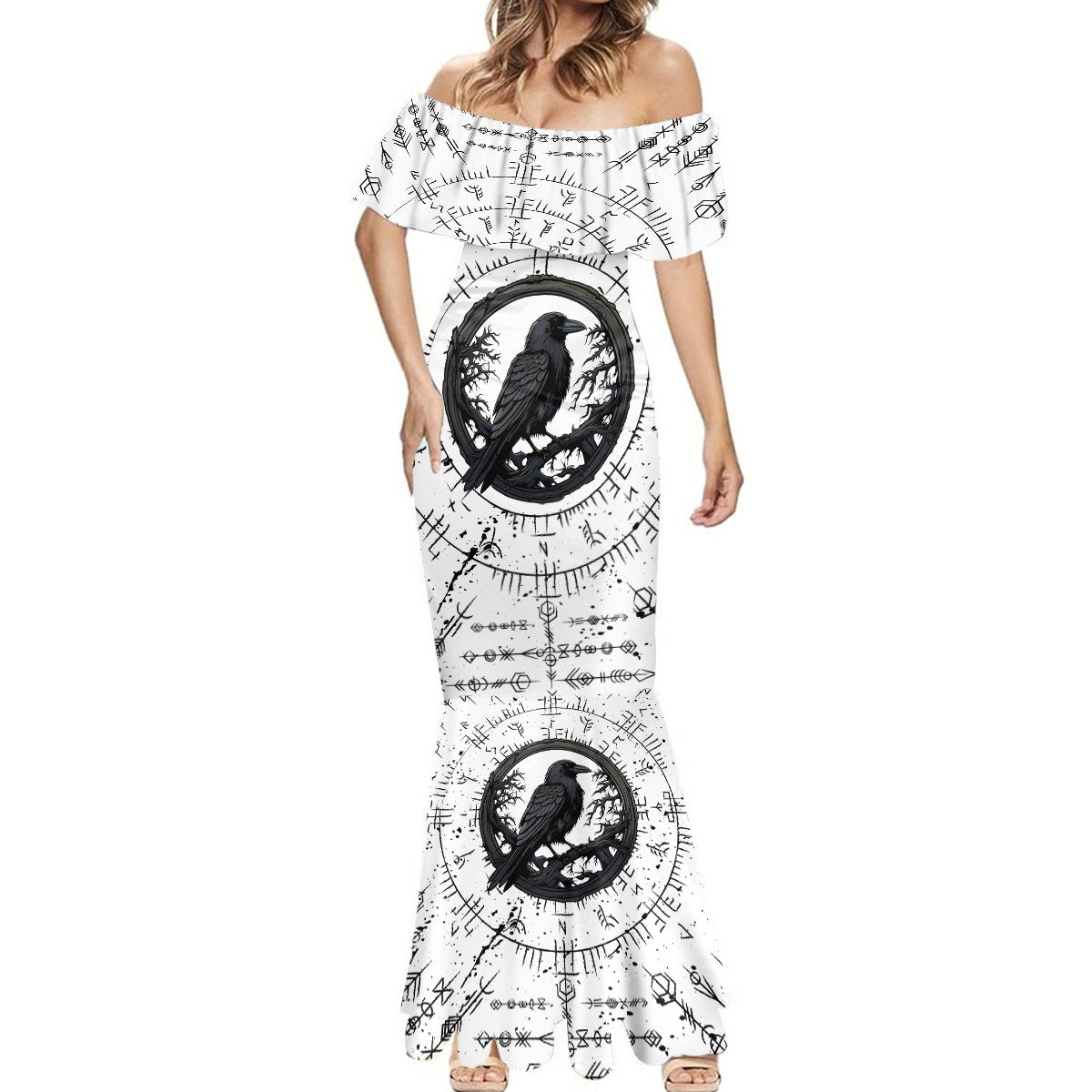Viking Raven Mermaid Dress Fear Not Death For the Hour Of Your Doom - Wonder Print Shop