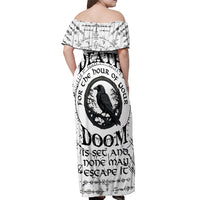 Viking Raven Off Shoulder Maxi Dress Fear Not Death For the Hour Of Your Doom - Wonder Print Shop
