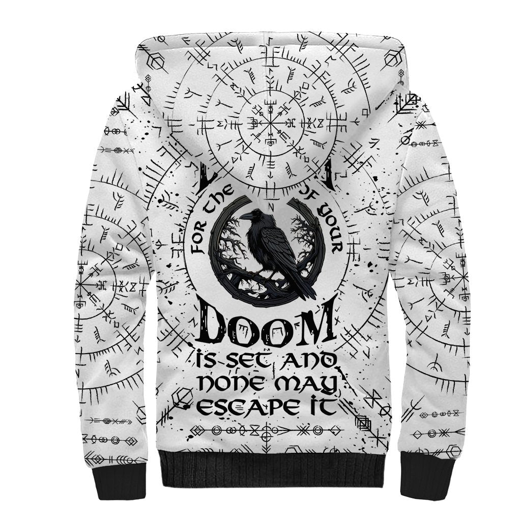 Viking Raven Sherpa Hoodie Fear Not Death For the Hour Of Your Doom - Wonder Print Shop