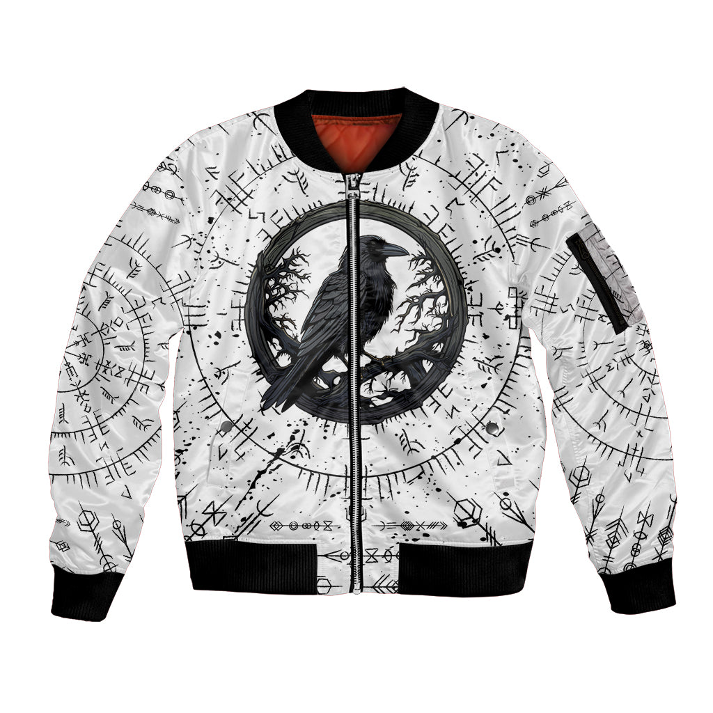Viking Raven Sleeve Zip Bomber Jacket Fear Not Death For the Hour Of Your Doom - Wonder Print Shop