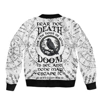 Viking Raven Sleeve Zip Bomber Jacket Fear Not Death For the Hour Of Your Doom - Wonder Print Shop