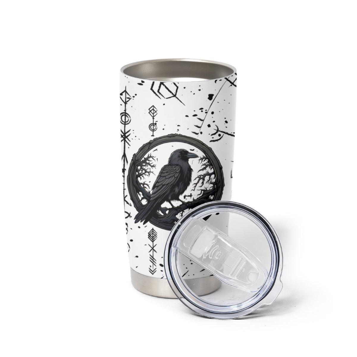 Viking Raven Tumbler Cup Fear Not Death For the Hour Of Your Doom - Wonder Print Shop