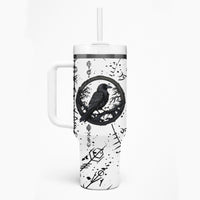 Viking Raven Tumbler With Handle Fear Not Death For the Hour Of Your Doom - Wonder Print Shop