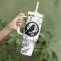 Viking Raven Tumbler With Handle Fear Not Death For the Hour Of Your Doom - Wonder Print Shop