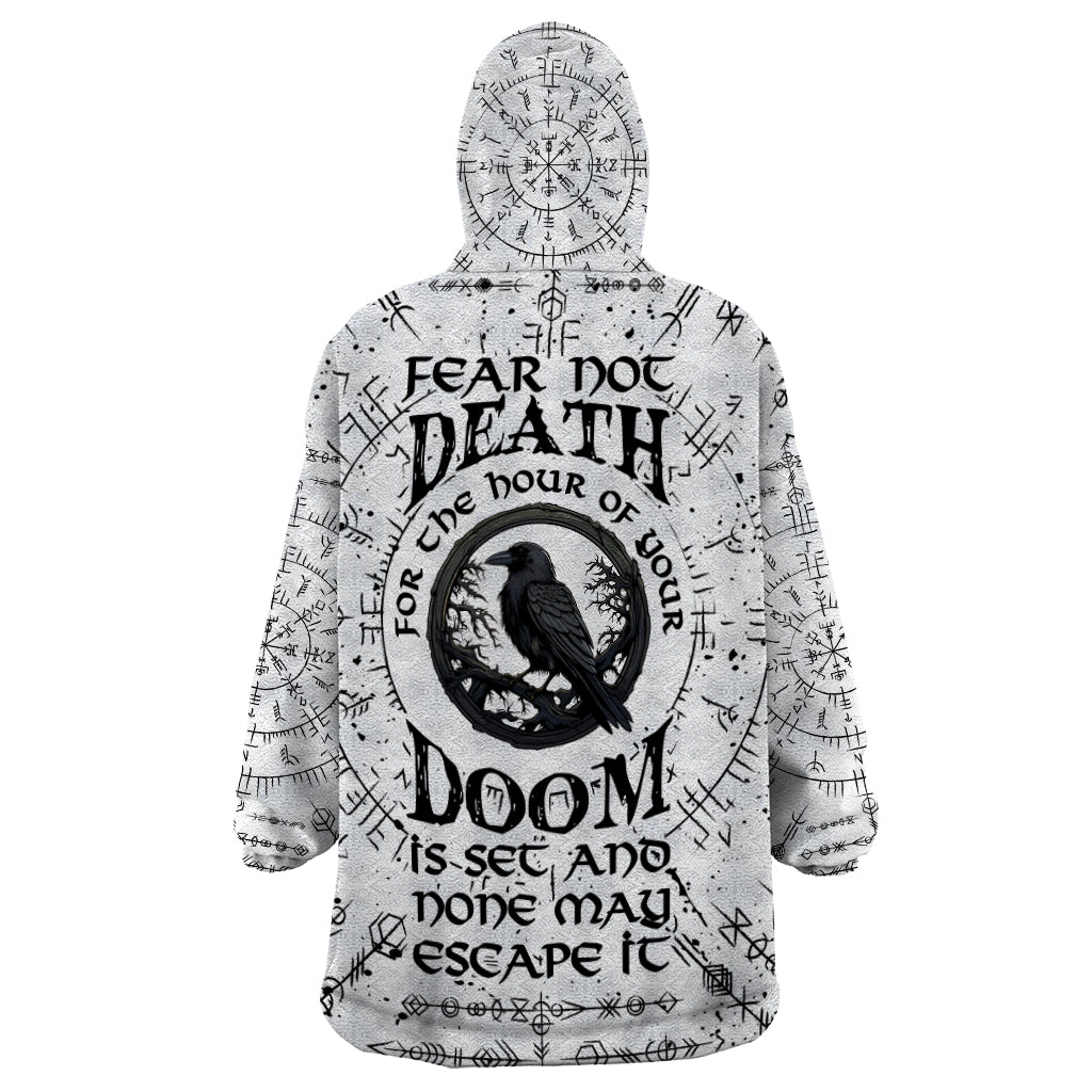 Viking Raven Wearable Blanket Hoodie Fear Not Death For the Hour Of Your Doom - Wonder Print Shop