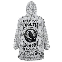 Viking Raven Wearable Blanket Hoodie Fear Not Death For the Hour Of Your Doom - Wonder Print Shop