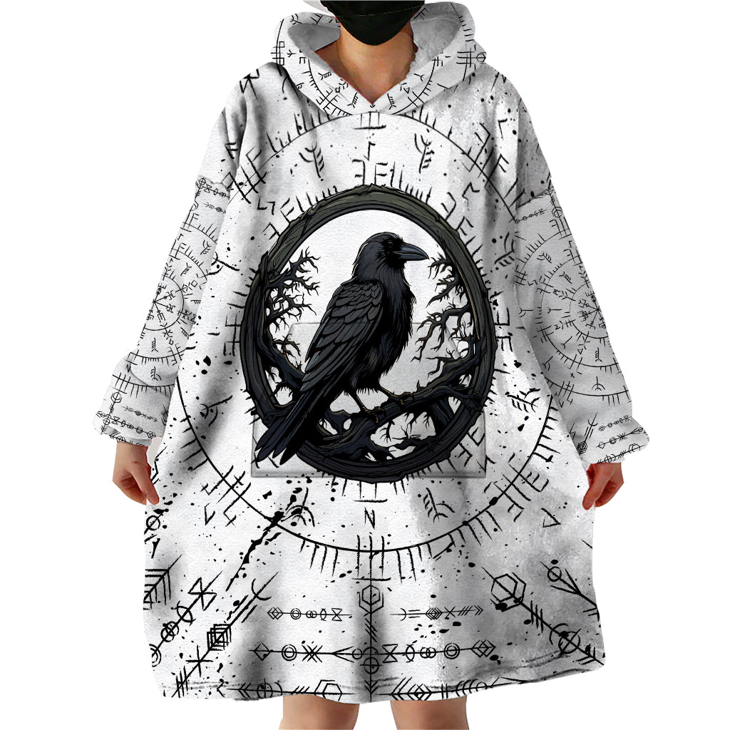 Viking Raven Wearable Blanket Hoodie Fear Not Death For the Hour Of Your Doom - Wonder Print Shop