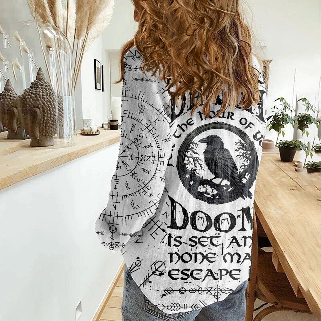 Viking Raven Women Casual Shirt Fear Not Death For the Hour Of Your Doom - Wonder Print Shop