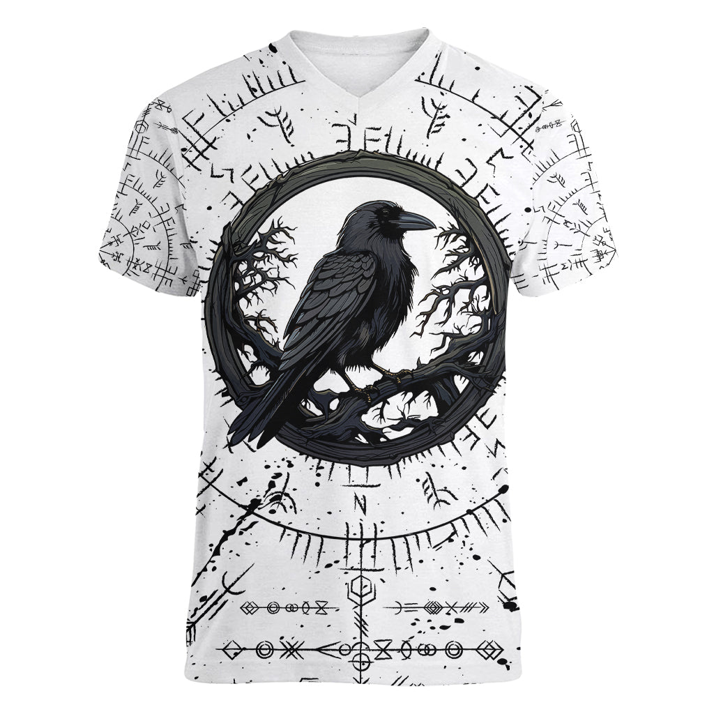 Viking Raven Women V Neck T Shirt Fear Not Death For the Hour Of Your Doom - Wonder Print Shop