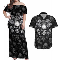 Skull Couples Matching Off Shoulder Maxi Dress and Hawaiian Shirt I Am Who I Am Your Approval Isn't Needed - Wonder Print Shop