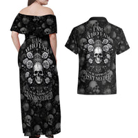 Skull Couples Matching Off Shoulder Maxi Dress and Hawaiian Shirt I Am Who I Am Your Approval Isn't Needed - Wonder Print Shop