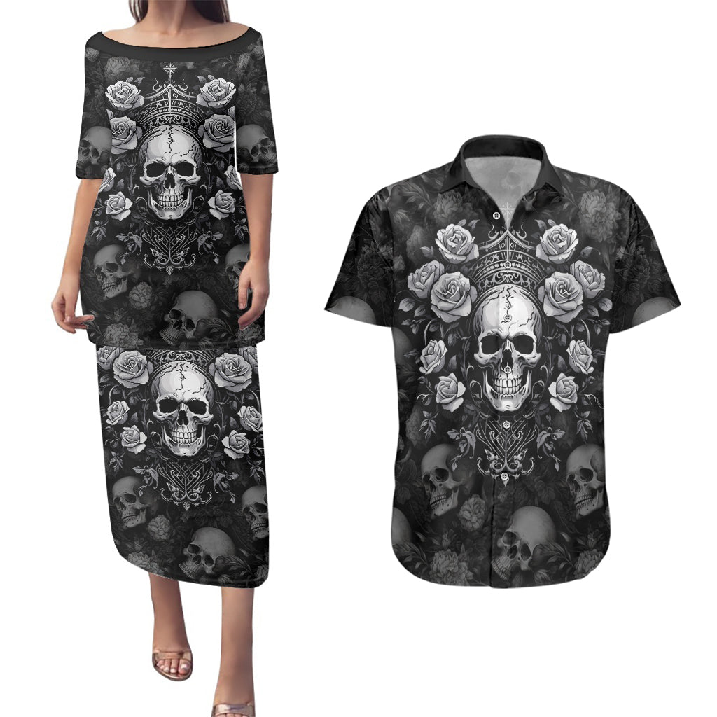Skull Couples Matching Puletasi Dress and Hawaiian Shirt I Am Who I Am Your Approval Isn't Needed - Wonder Print Shop