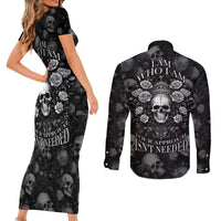 Skull Couples Matching Short Sleeve Bodycon Dress and Long Sleeve Button Shirts I Am Who I Am Your Approval Isn't Needed - Wonder Print Shop