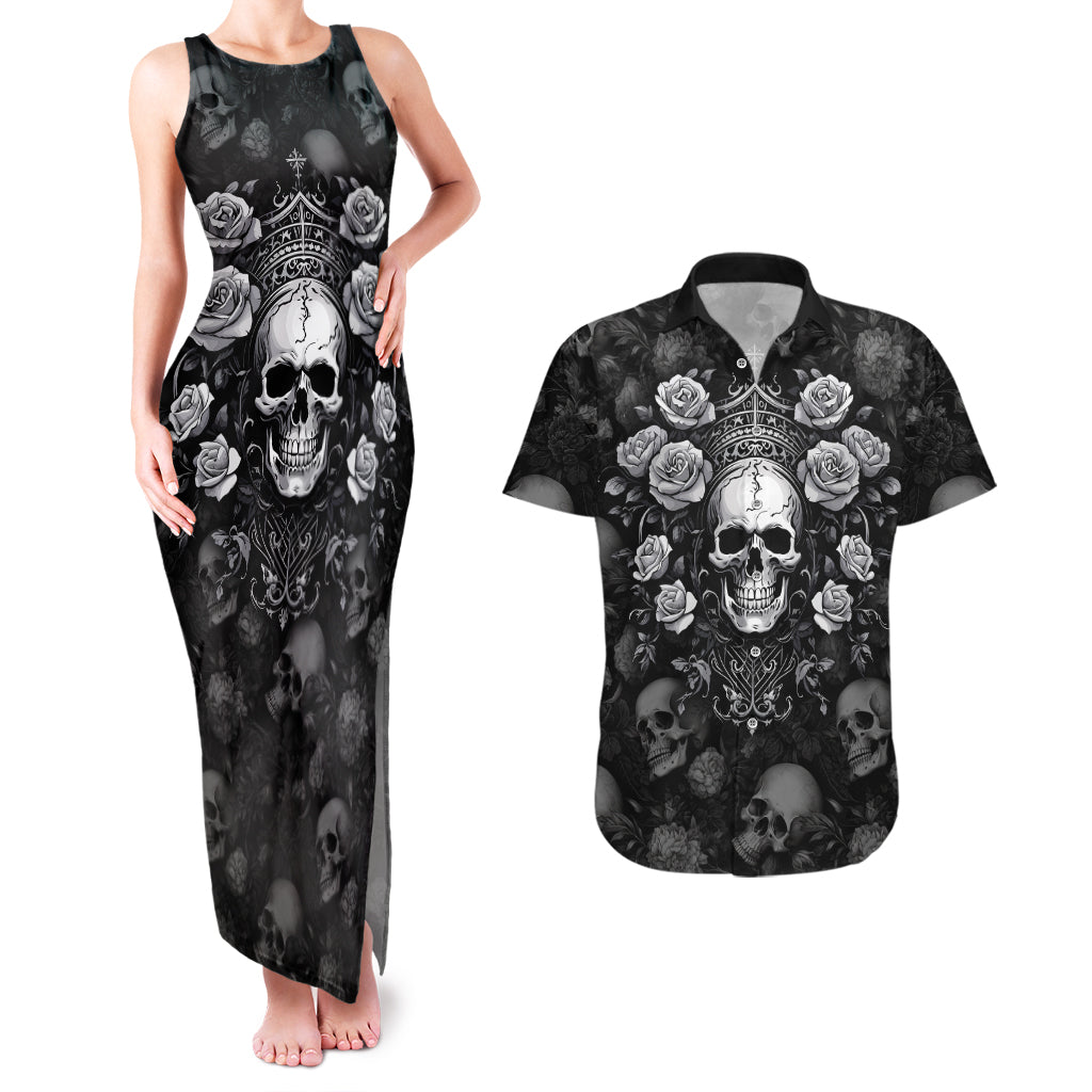 Skull Couples Matching Tank Maxi Dress and Hawaiian Shirt I Am Who I Am Your Approval Isn't Needed - Wonder Print Shop