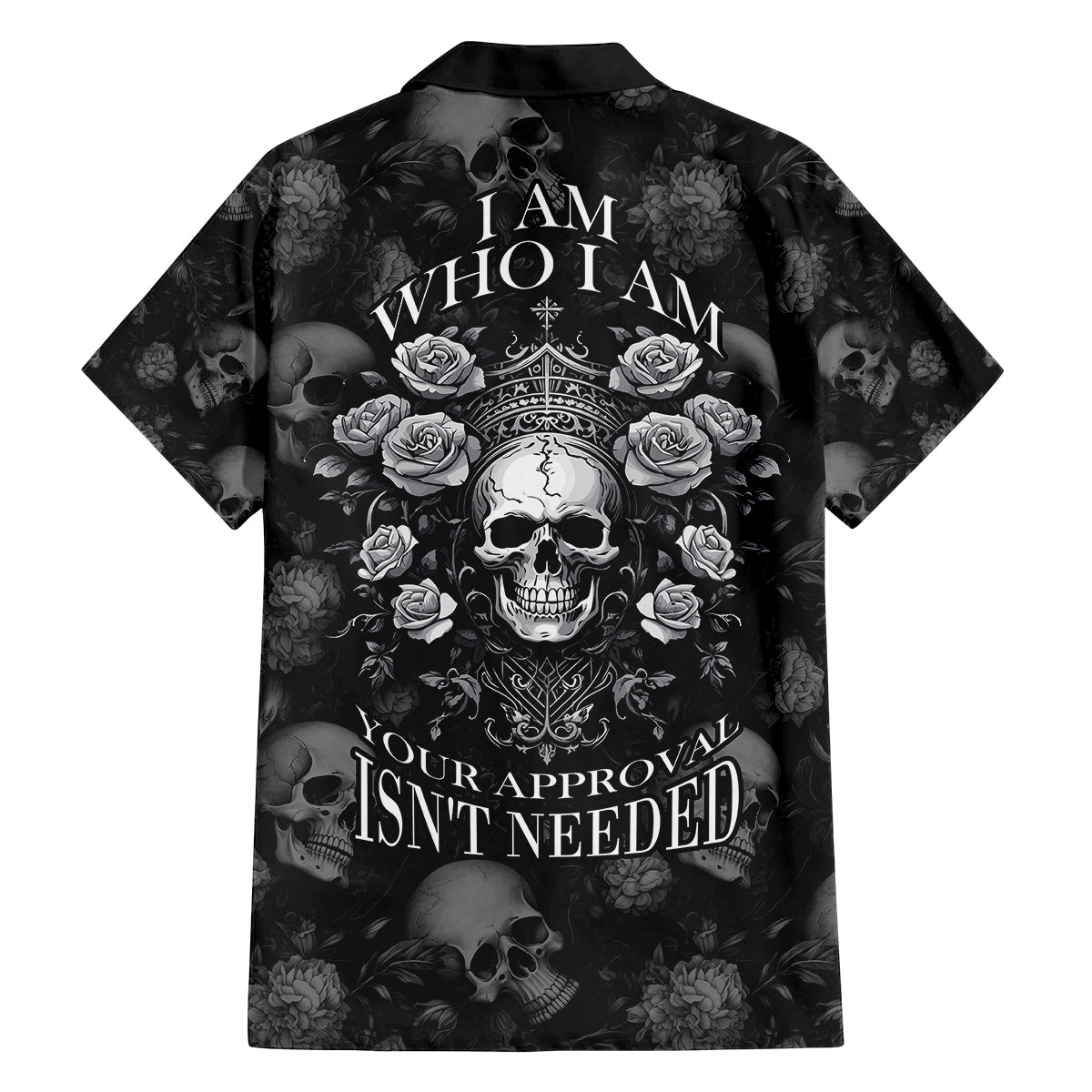 Skull Family Matching Long Sleeve Bodycon Dress and Hawaiian Shirt I Am Who I Am Your Approval Isn't Needed - Wonder Print Shop