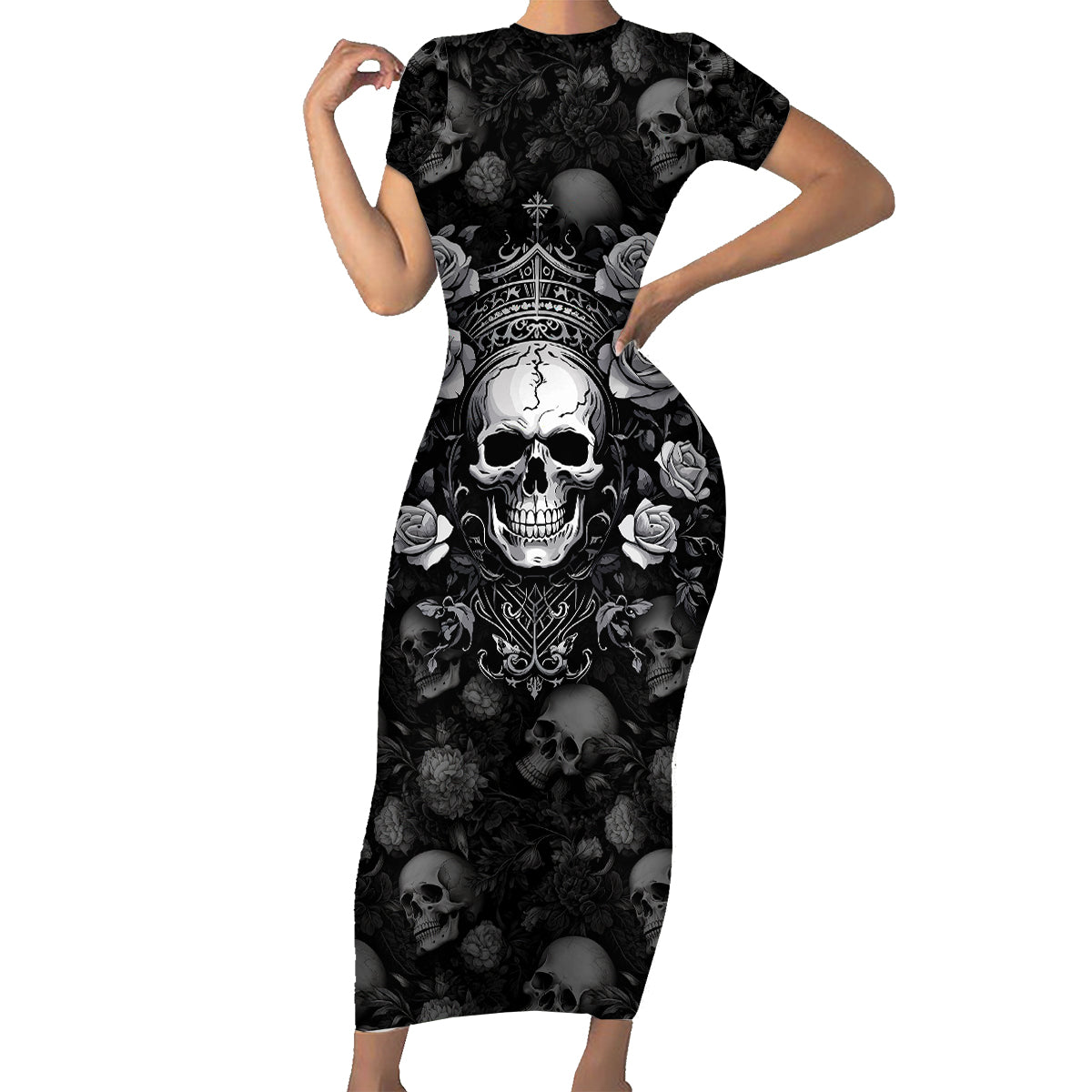 Skull Family Matching Short Sleeve Bodycon Dress and Hawaiian Shirt I Am Who I Am Your Approval Isn't Needed - Wonder Print Shop