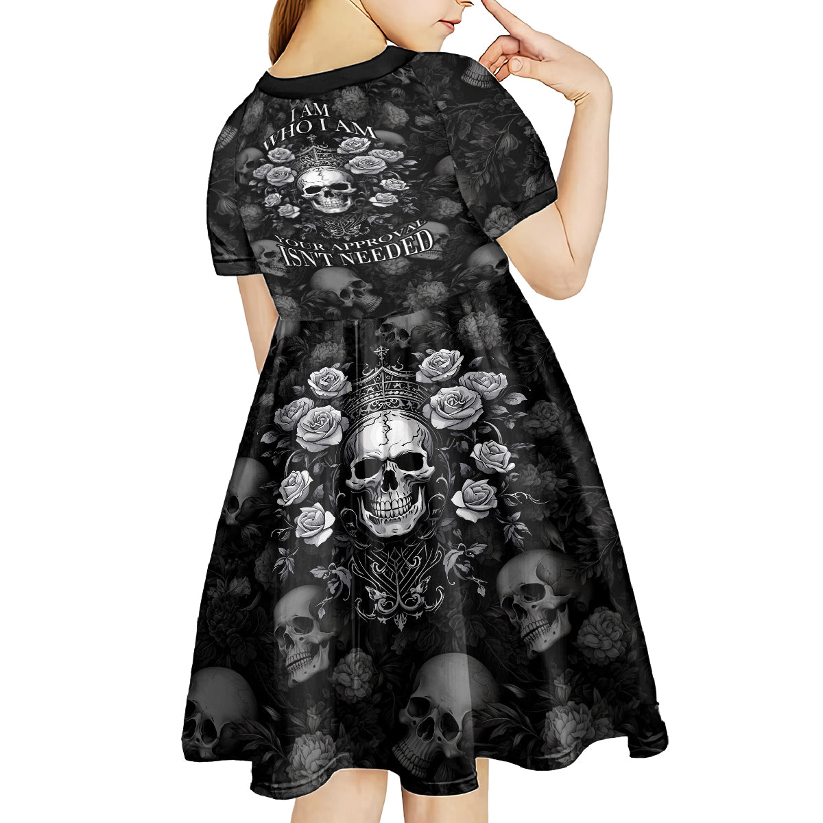 Skull Kid Short Sleeve Dress I Am Who I Am Your Approval Isn't Needed - Wonder Print Shop