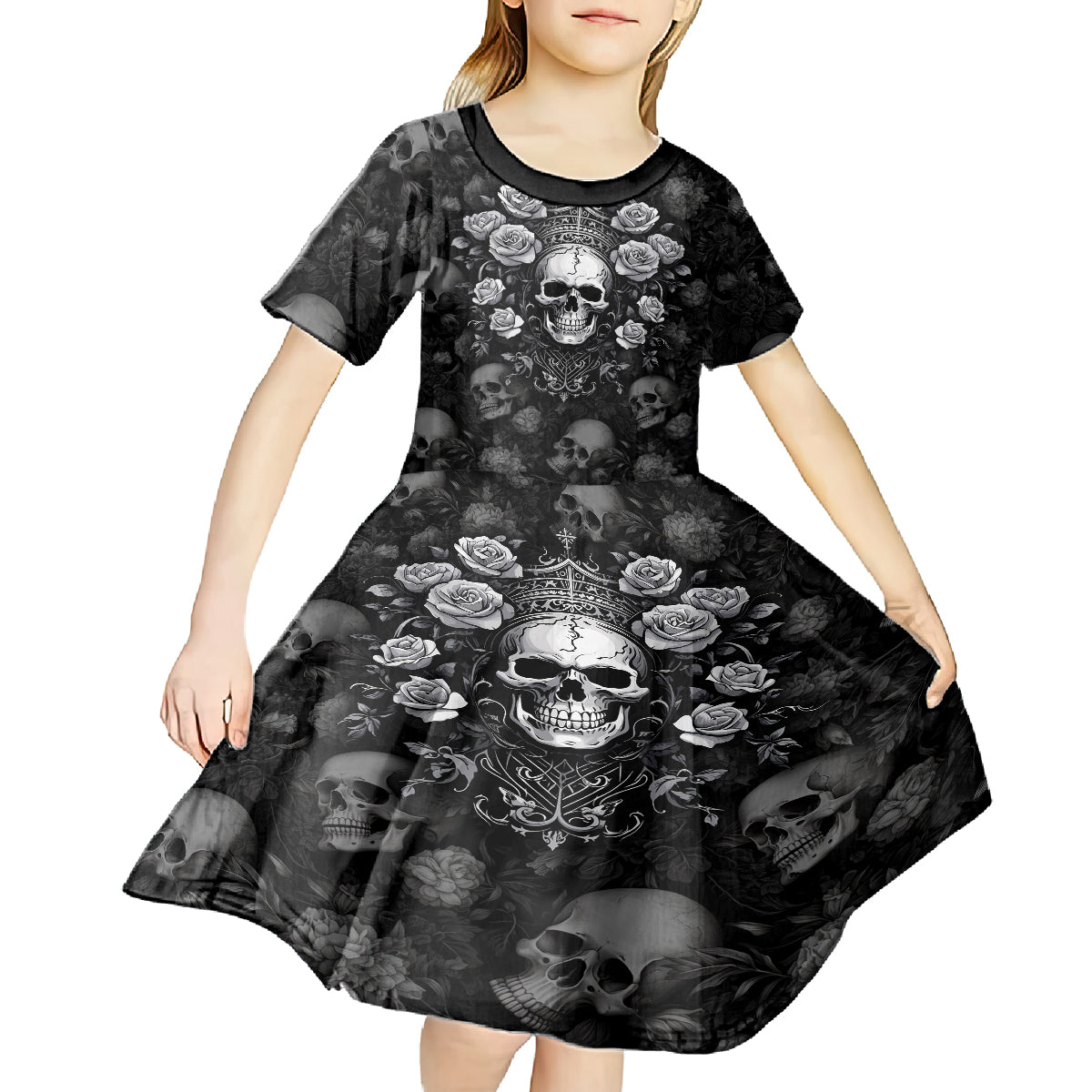 Skull Kid Short Sleeve Dress I Am Who I Am Your Approval Isn't Needed - Wonder Print Shop