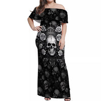Skull Off Shoulder Maxi Dress I Am Who I Am Your Approval Isn't Needed - Wonder Print Shop