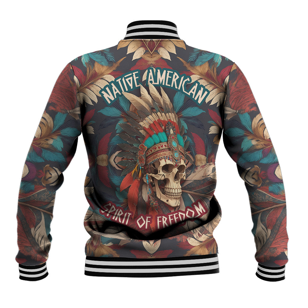 Native American Skull Baseball Jacket Native Merican Spirit Of Freedom - Wonder Print Shop