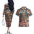 Native American Skull Couples Matching Off The Shoulder Long Sleeve Dress and Hawaiian Shirt Native Merican Spirit Of Freedom - Wonder Print Shop