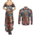 Native American Skull Couples Matching Summer Maxi Dress and Long Sleeve Button Shirts Native Merican Spirit Of Freedom - Wonder Print Shop