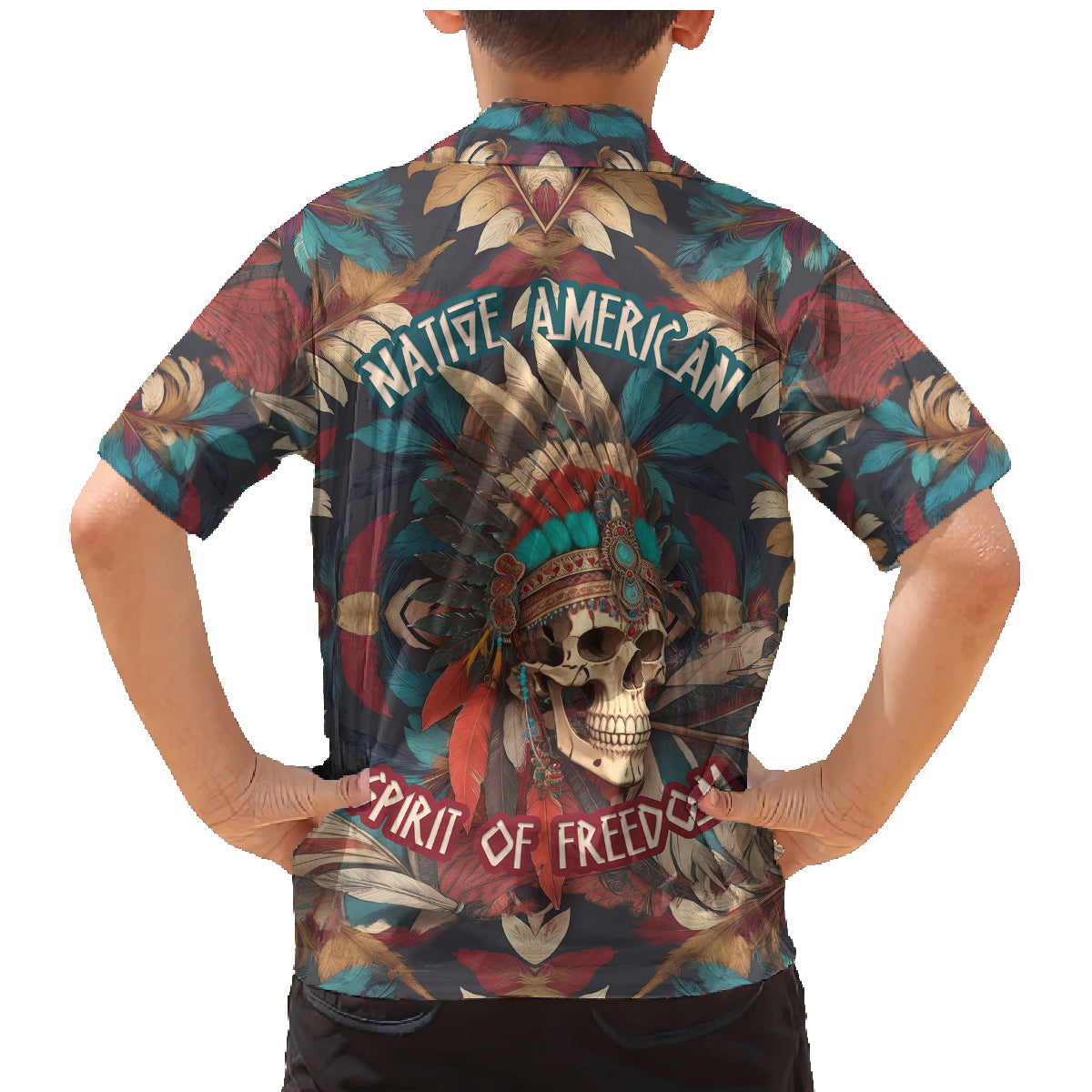 Native American Skull Family Matching Mermaid Dress and Hawaiian Shirt Native Merican Spirit Of Freedom - Wonder Print Shop