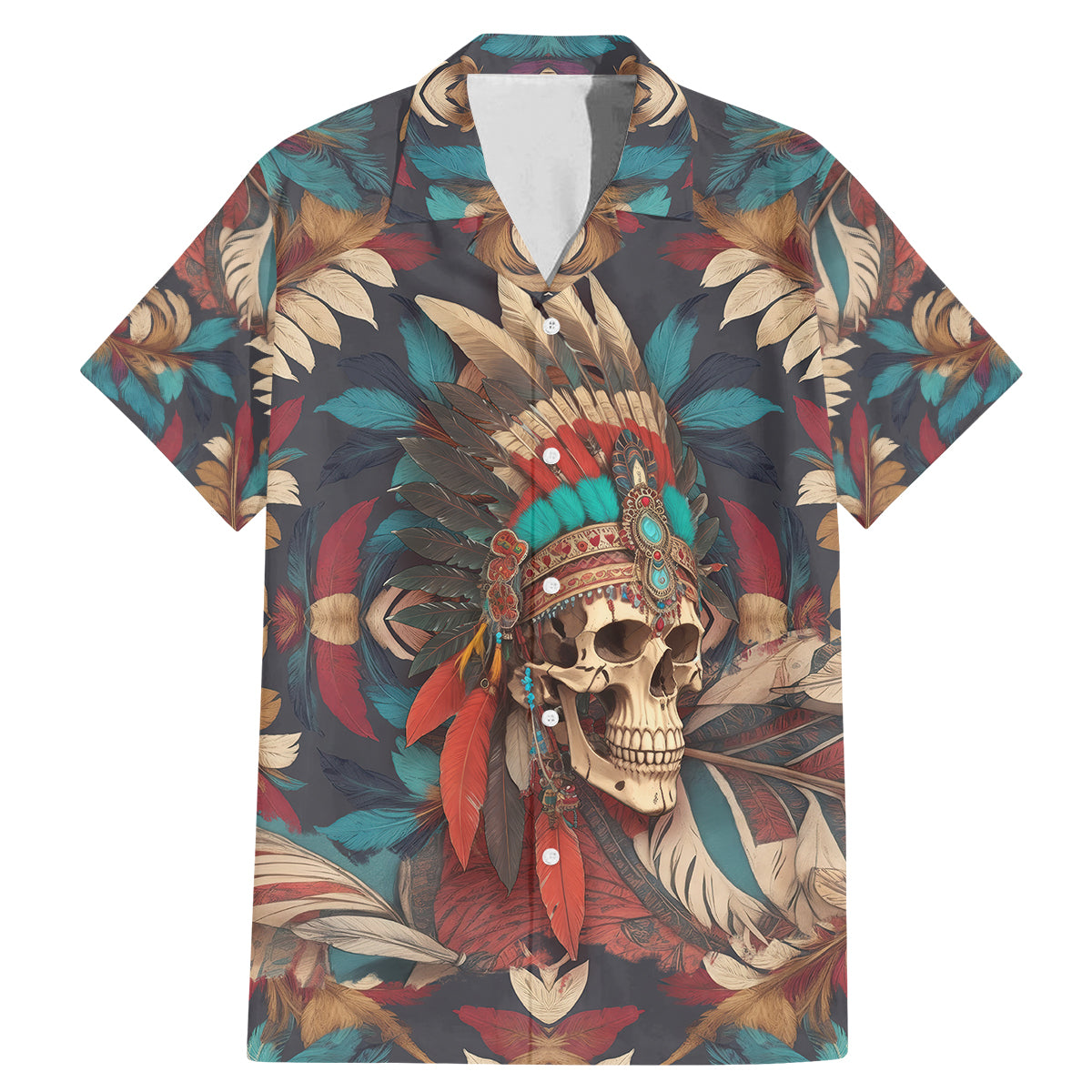 Native American Skull Family Matching Mermaid Dress and Hawaiian Shirt Native Merican Spirit Of Freedom - Wonder Print Shop