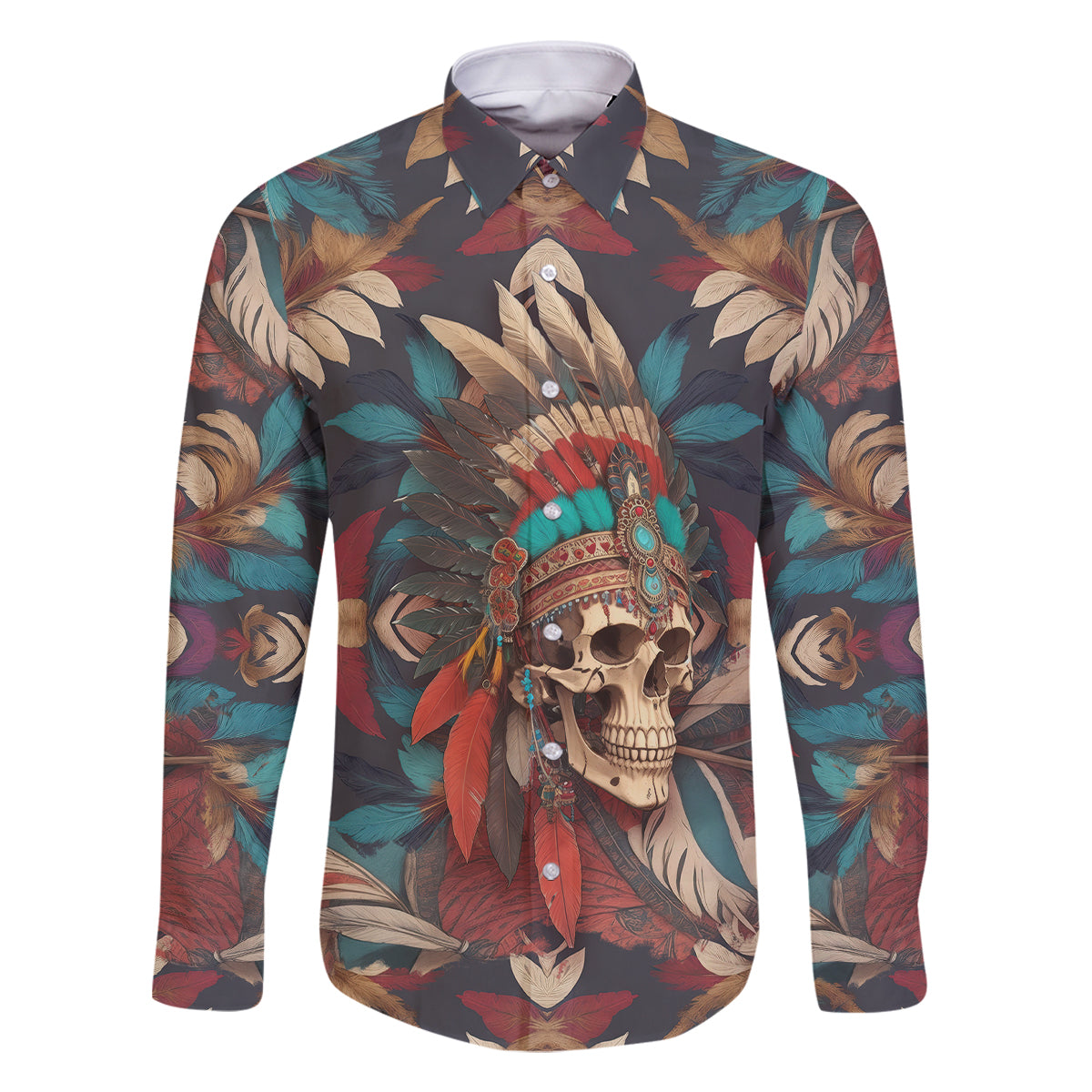 Native American Skull Family Matching Mermaid Dress and Hawaiian Shirt Native Merican Spirit Of Freedom - Wonder Print Shop