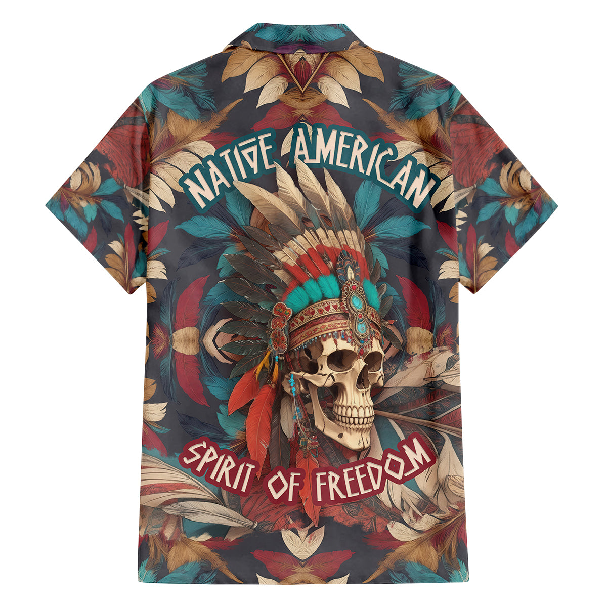 Native American Skull Family Matching Off Shoulder Short Dress and Hawaiian Shirt Native Merican Spirit Of Freedom - Wonder Print Shop