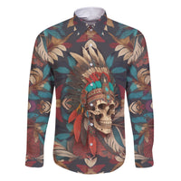 Native American Skull Family Matching Short Sleeve Bodycon Dress and Hawaiian Shirt Native Merican Spirit Of Freedom - Wonder Print Shop