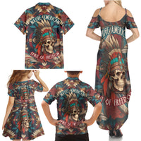 Native American Skull Family Matching Summer Maxi Dress and Hawaiian Shirt Native Merican Spirit Of Freedom - Wonder Print Shop