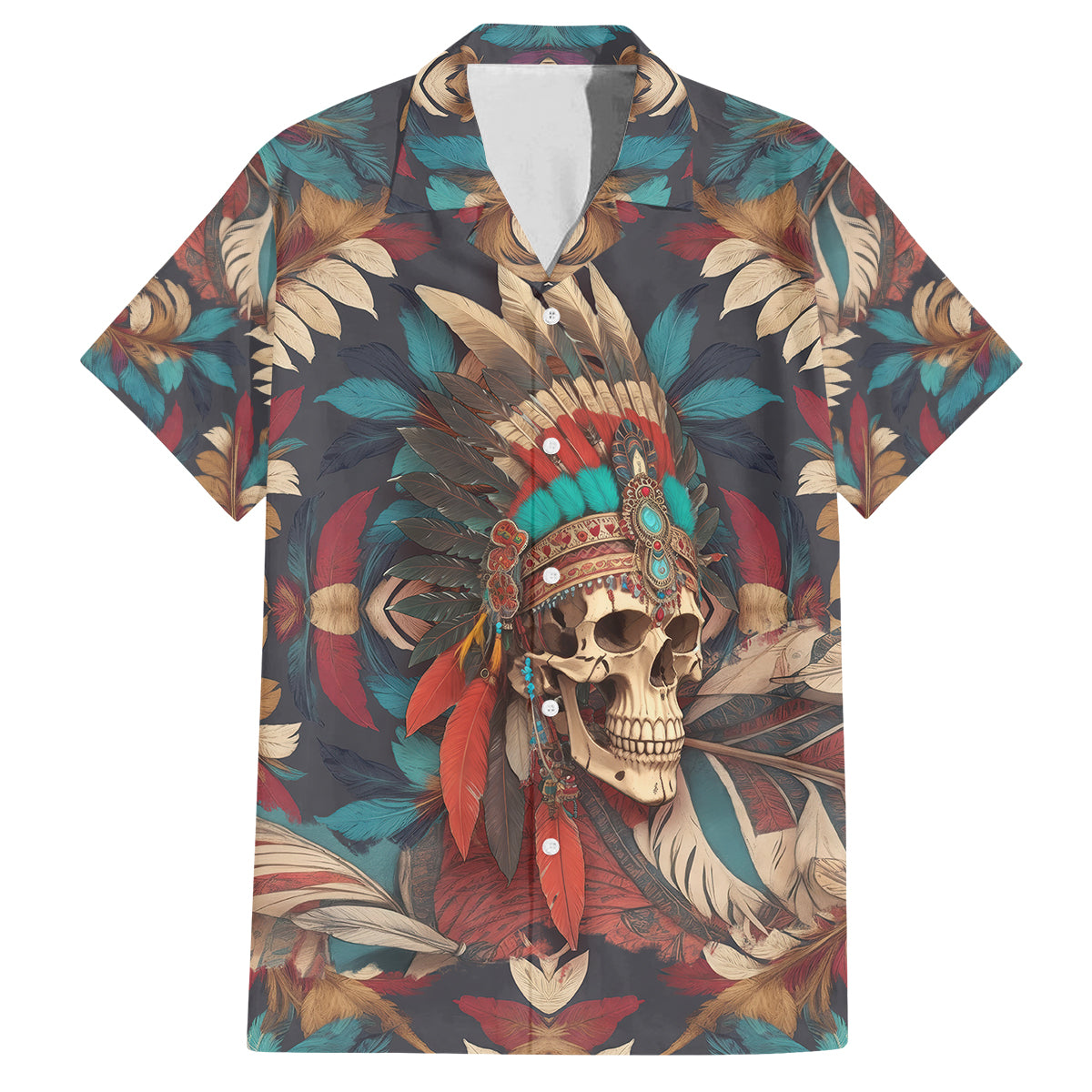 Native American Skull Family Matching Summer Maxi Dress and Hawaiian Shirt Native Merican Spirit Of Freedom - Wonder Print Shop