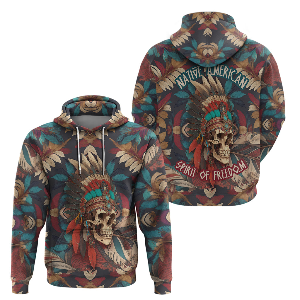 Native American Skull Hoodie Native Merican Spirit Of Freedom - Wonder Print Shop