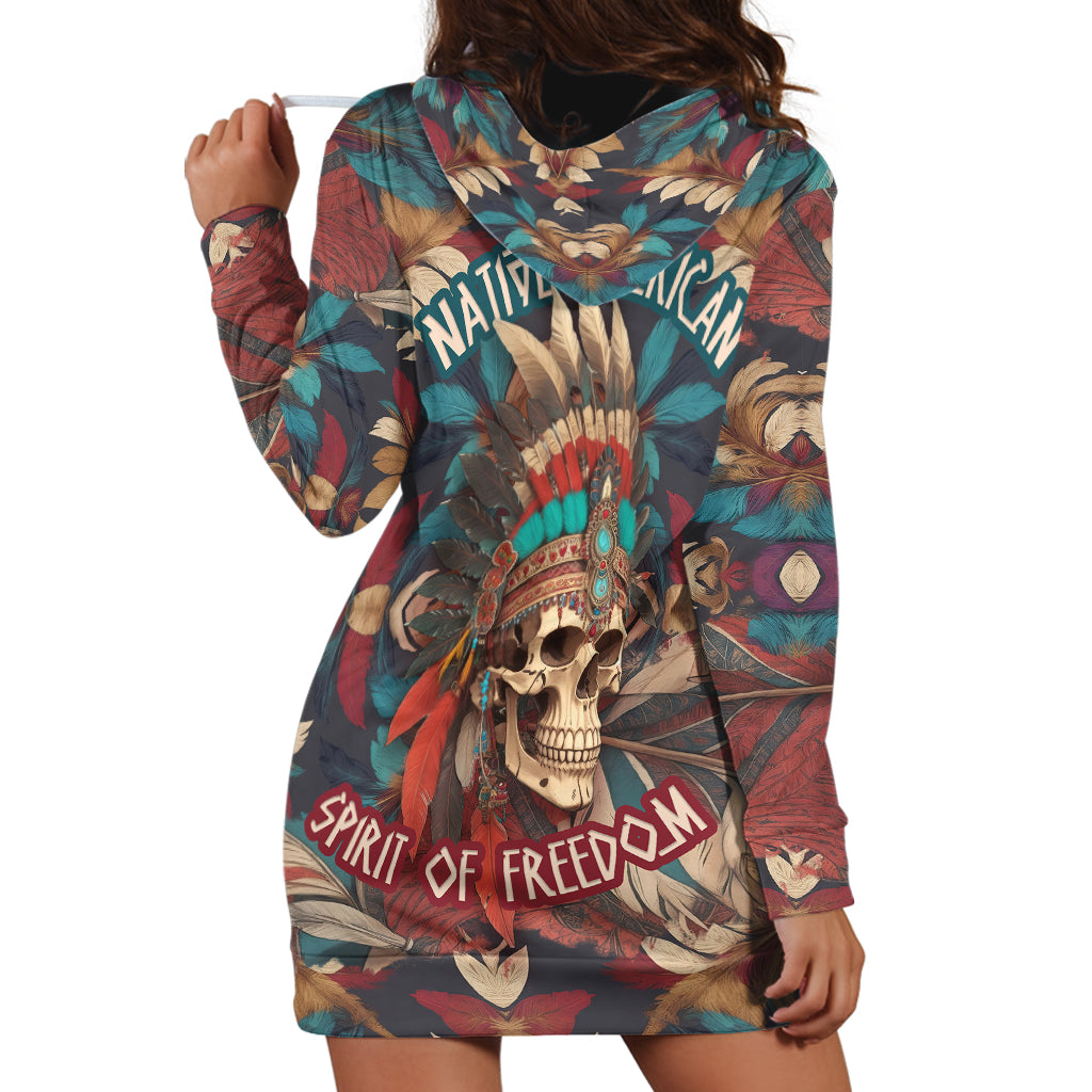Native American Skull Hoodie Dress Native Merican Spirit Of Freedom - Wonder Print Shop