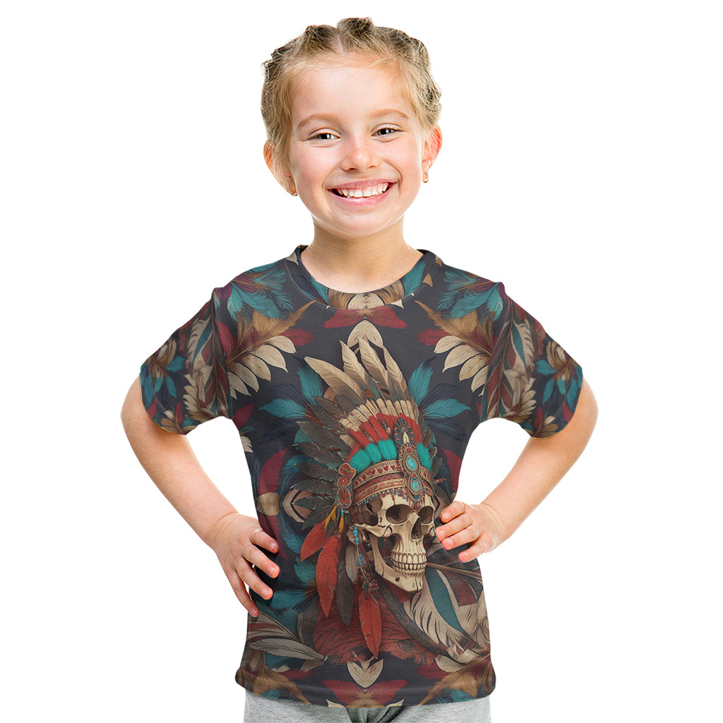 Native American Skull Kid T Shirt Native Merican Spirit Of Freedom - Wonder Print Shop