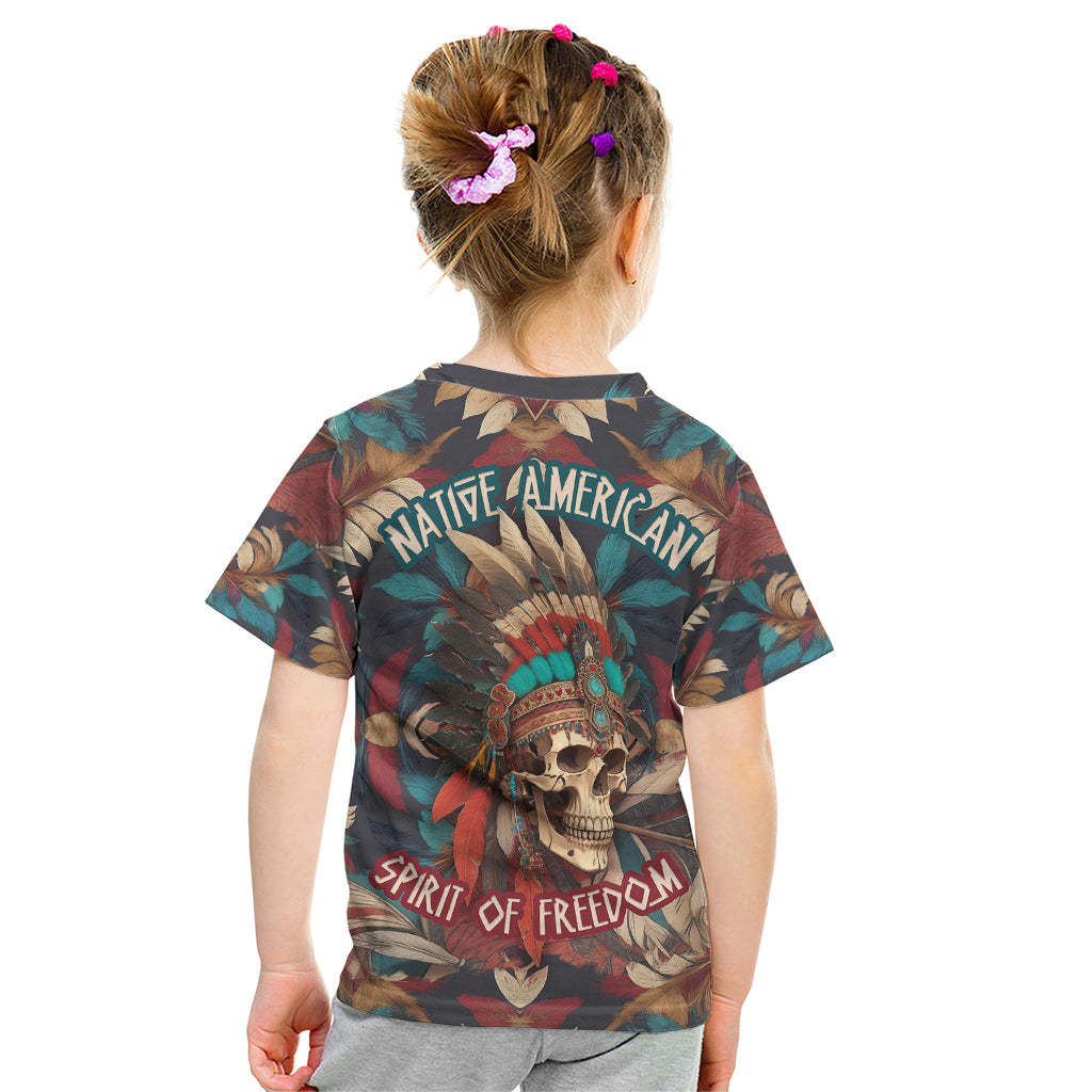 Native American Skull Kid T Shirt Native Merican Spirit Of Freedom - Wonder Print Shop